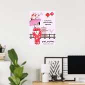 Sakura Cherry Blossom Japanisches Mädchen Geburtst Poster (Heimbüro)