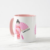 Sakura Cherry Blossom Japanisches Mädchen Geburtst Tasse (Vorderseite Links)