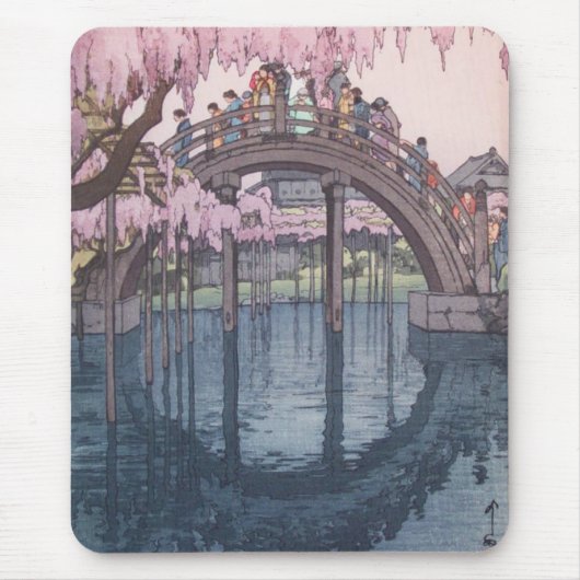Sakura Cherry Blossom, Kameido River Bridge Japan Mousepad (Vorne)