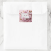Sakura Cherry Blossom Pink Wedding Quadratischer Aufkleber (Tasche)