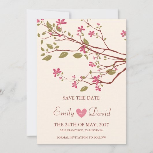 Sakura /Cherry Blossom Save the Date (Vorderseite)