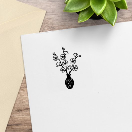 Sakura Cherry Blossom Vase 1x1 Gummistempel