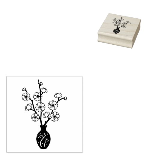 Sakura Cherry Blossom Vase Gummistempel (Stempel)