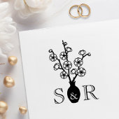 Sakura Cherry Blossom Vase Wedding Monogram Gummistempel