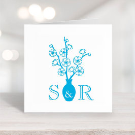Sakura Cherry Blossom Vase Wedding Monogram Permastempel
