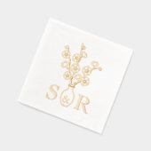 Sakura Cherry Blossom Vase Wedding Monogram Servietten Mit Folie (Links)