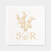 Sakura Cherry Blossom Vase Wedding Monogram Servietten Mit Folie (Vorderseite)