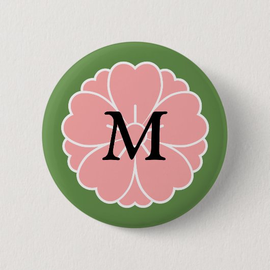 Sakura Cherry Blossom Wappen: Monogramm Button (Vorderseite)