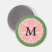 Sakura Cherry Blossom Wappen: Monogramm Magnet (Vorderseite/Rückseite)