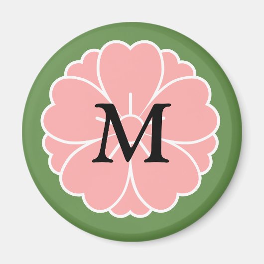 Sakura Cherry Blossom Wappen: Monogramm Magnet (Vorne)