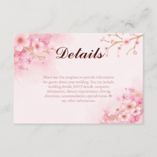 Sakura Cherry Blossom Wedding Enclosure Card Begleitkarte