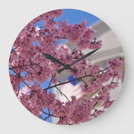 Sakura Cherry Blossoms Americana Große Wanduhr (Vorderseite)
