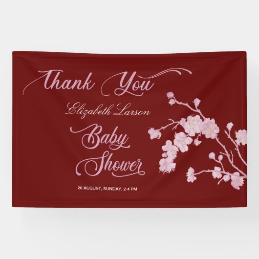 Sakura Cherry Blossoms Babydusche Burgund Banner (Horizontal)