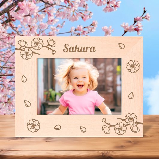 Sakura Cherry Blossoms Individuelle Name 7x5 Geätzte Rahmen