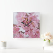 Sakura Cherry Blossoms Pale Pink Quadratische Wanduhr (Zuhause)
