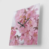 Sakura Cherry Blossoms Pale Pink Quadratische Wanduhr (Winkel)