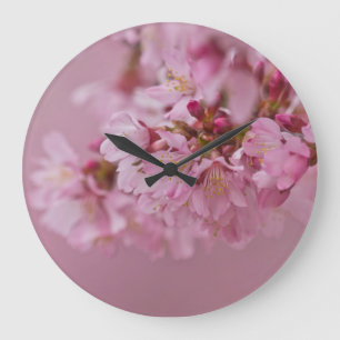 Sakura Cherry Blossoms Pale Pink Reflections Große Wanduhr