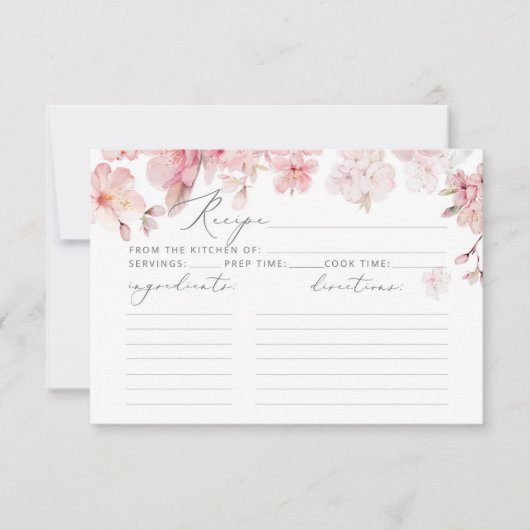 Sakura Cherry Blüte Brautparty Rezept Karte (Vorderseite)