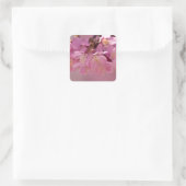 Sakura Cherry Blüten Delikatessen Pink Bouquet Quadratischer Aufkleber (Tasche)