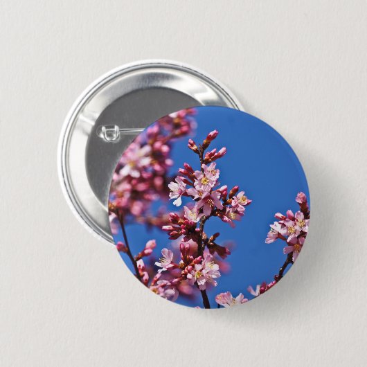 Sakura Cherry Blüten Touch Blue Button (Vorne & Hinten)
