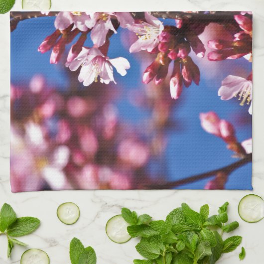 Sakura Cherry Blüten Touch Blue Handtuch (Gefaltet)