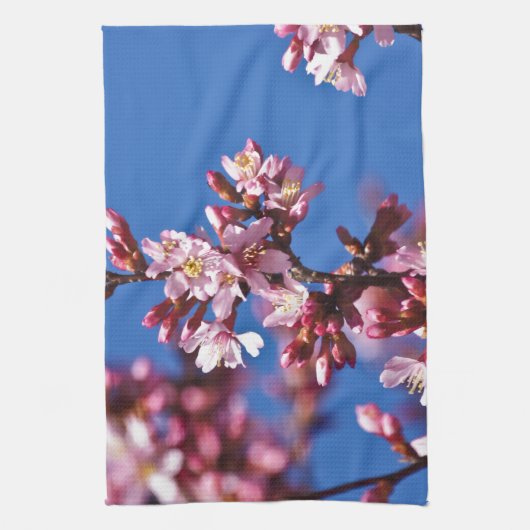 Sakura Cherry Blüten Touch Blue Handtuch (Vertikal)
