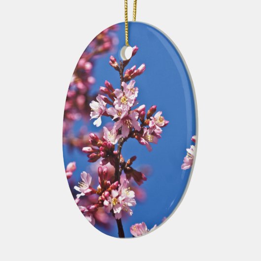 Sakura Cherry Blüten Touch Blue Keramikornament (Links)
