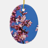 Sakura Cherry Blüten Touch Blue Keramikornament (Vorne)