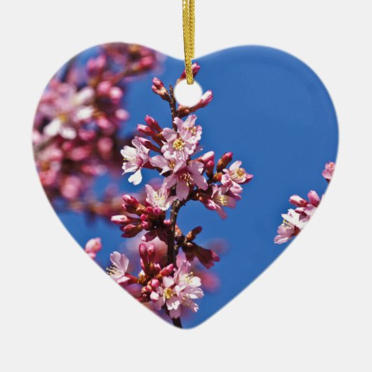 Sakura Cherry Blüten Touch Blue Keramikornament (Vorne)