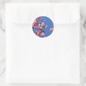 Sakura Cherry Blüten Touch Blue Runder Aufkleber (Tasche)