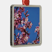 Sakura Cherry Blüten Touch Blue Silbernes Ornament (Rechts)