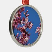 Sakura Cherry Blüten Touch Blue Silbernes Ornament (Rechts)