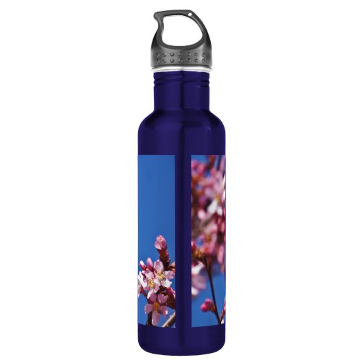 Sakura Cherry Blüten Touch Blue Trinkflasche (Rückseite)
