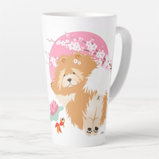 SAKURA - Chow - Latte Tasse mit Text anpassen (Rechte Ecke)