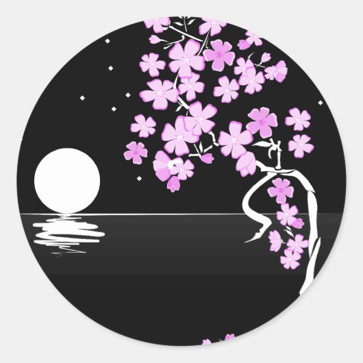 Sakura der Nacht Runder Aufkleber (Vorderseite)