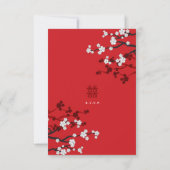 Sakura Double Happy Chinese Wedding RSVP Card Karte (Rückseite)