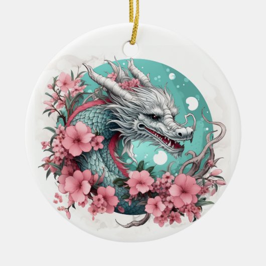 Sakura Dragon Keramik Ornament (Vorne)