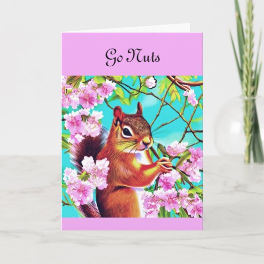 Sakura Eichhörnchen im Kirchenbaum Go Nuts Birthda Karte (Vorderseite)