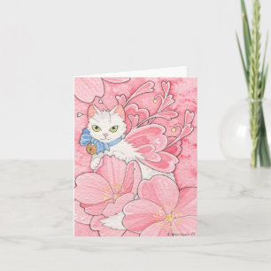 Sakura Fairy Cat notecard Karte