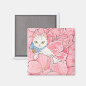 Sakura Fairy Cat notecard Magnet (Vorderseite/Rückseite)