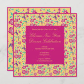 Sakura Floral Batik Chinesisch Neujahr Einladung (Vorne/Hinten)