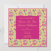 Sakura Floral Batik Chinesisch Neujahr Einladung (Vorderseite)