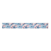 Sakura Floral Navy Waves Satinband (Vorderseite)