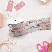 Sakura Floral Navy Waves Satinband