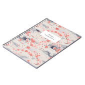 Sakura Floral Wavy Lines Monogram Notizblock (Linke Seite)