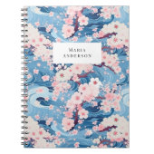 Sakura Floral Wavy Lines Monogram Notizblock (Vorderseite)