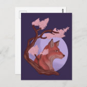 Sakura Fox Postkarte (Vorne/Hinten)