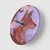Sakura Fox Runde Wanduhr (Winkel)