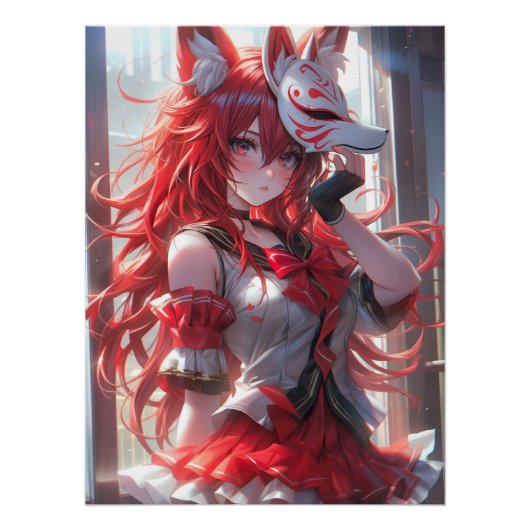 Sakura & Geheimnisse | Niedlich Kitsune Fox School Poster (Vorderseite)