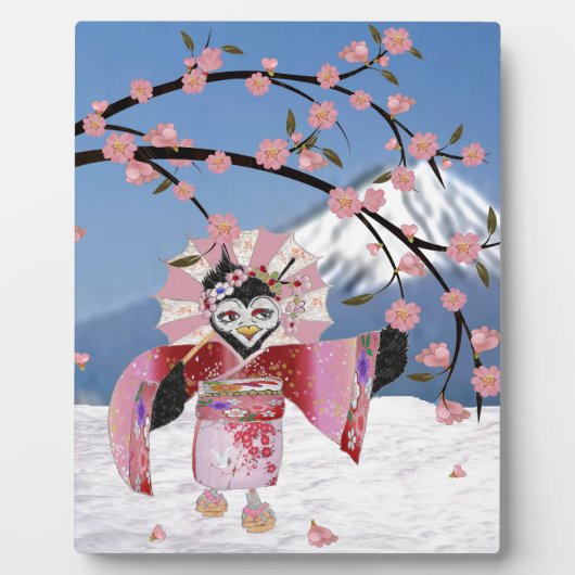 Sakura Geisha Bird in den Snow-Cherry-Blüten Fotoplatte (Vorderseite)